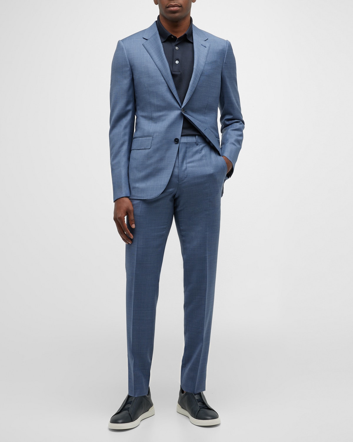 Shop Zegna Men's Two-piece Wool Suit In Medium Blue Solid