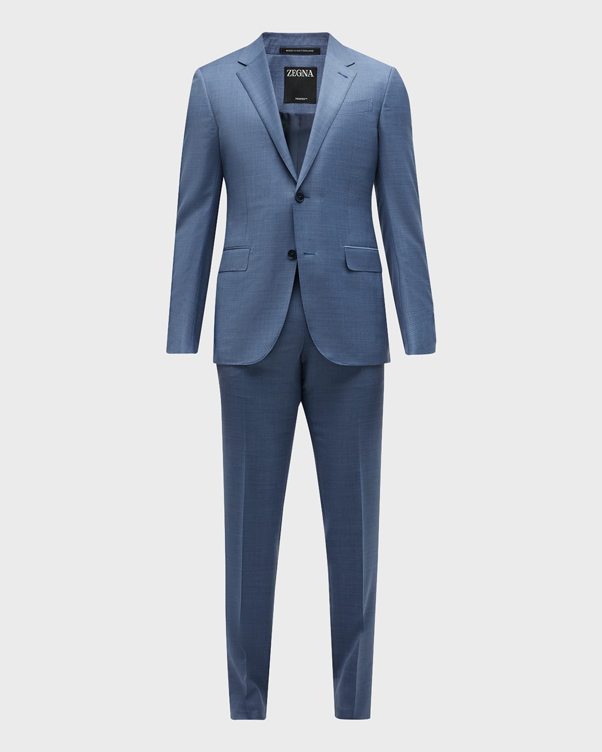 Shop Zegna Men's Two-piece Wool Suit In Medium Blue Solid