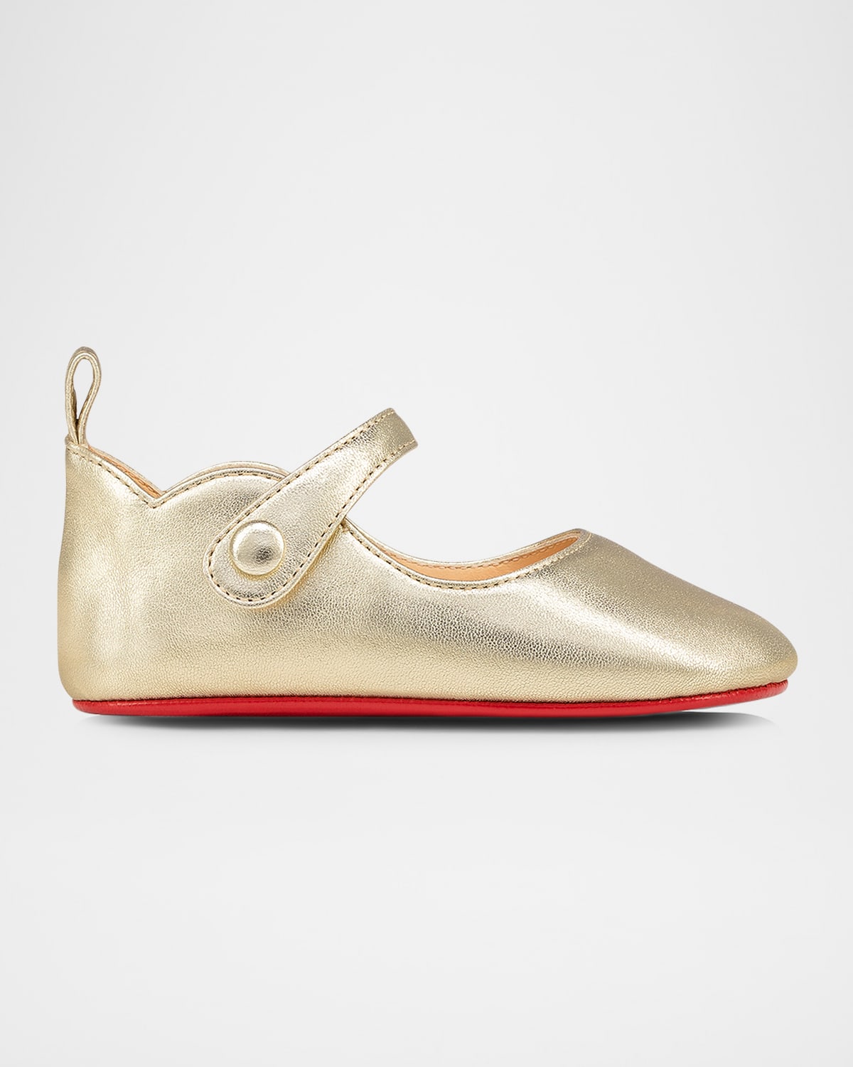 Christian Louboutin Kids' Girl's Love Chick Metallic Leather Ballerina Shoes, Baby In Platine