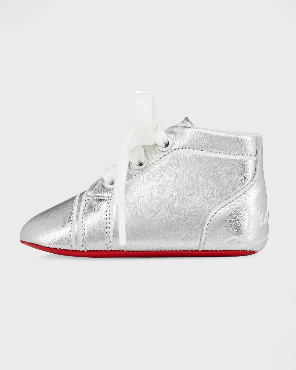 Christian Louboutin Kid's Funnyto Shiny Sneakers, Babies In Gray