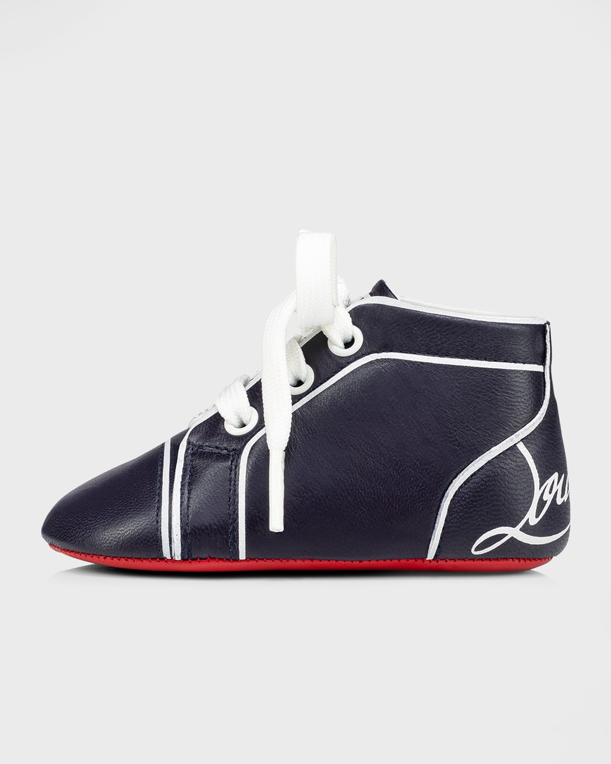 Christian Louboutin Kid's Funnyto High Top Sneakers, Babies In Navy/blano