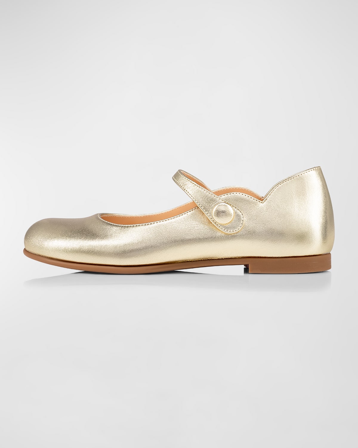 Shop Christian Louboutin Girl's Melodie Scalloped Ballerina Flats, Toddlers/kids In Platine
