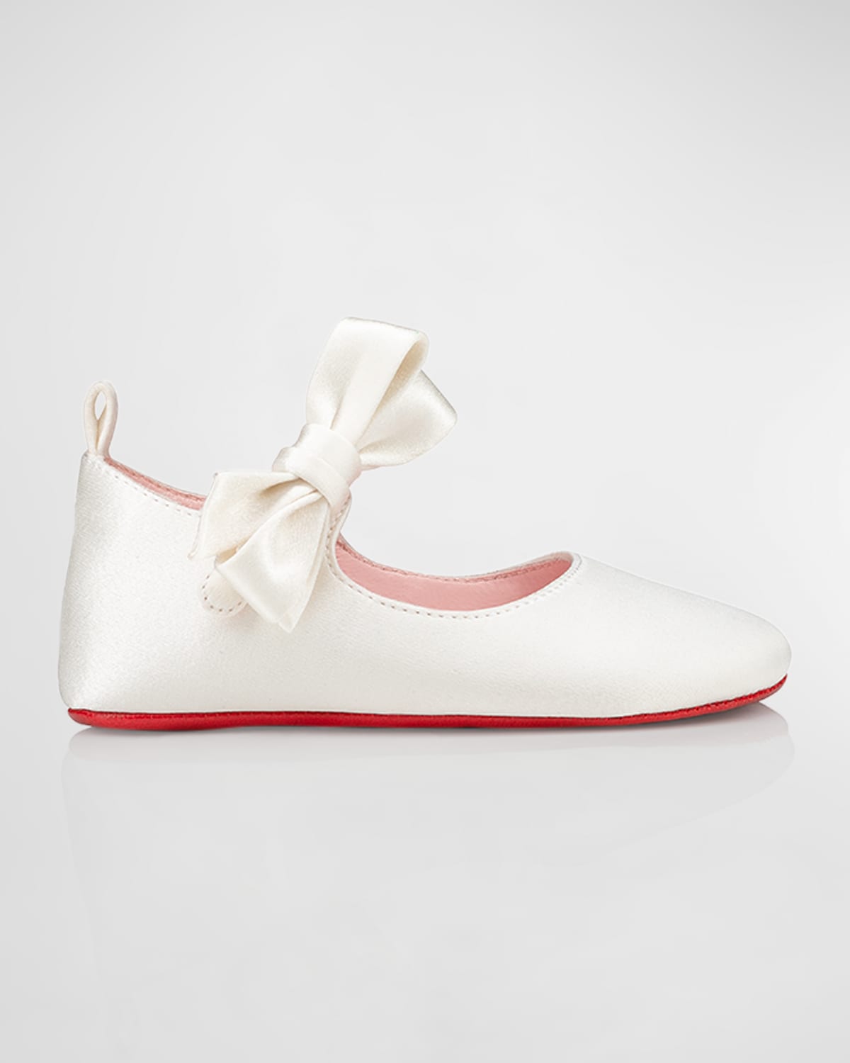 Shop Christian Louboutin Girl's Lou Satin Bow Ballet Flats, Baby In Poupee