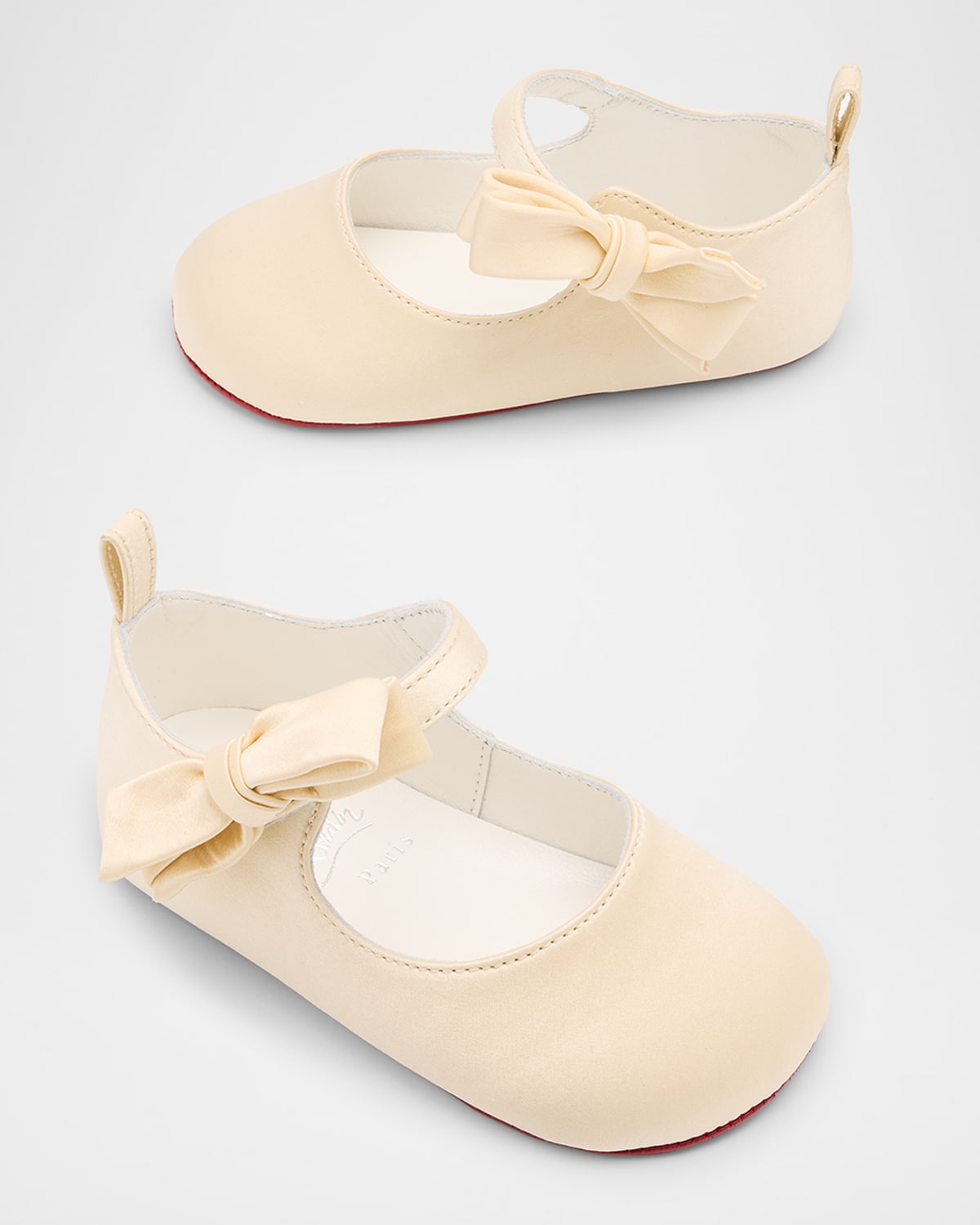 Christian Louboutin Kids' Girl's Lou Satin Bow Ballet Flats, Baby