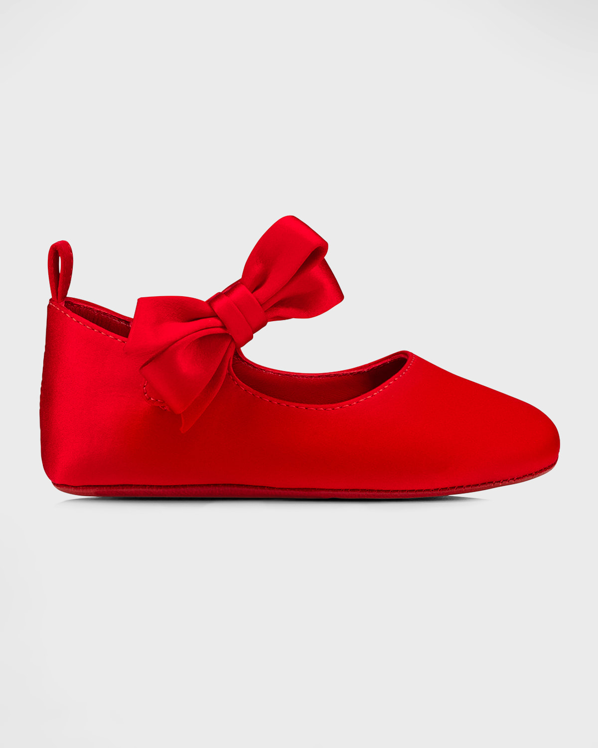 Christian Louboutin Kids' Girl's Lou Satin Bow Ballet Flats, Baby In Loubi/lin Loubi