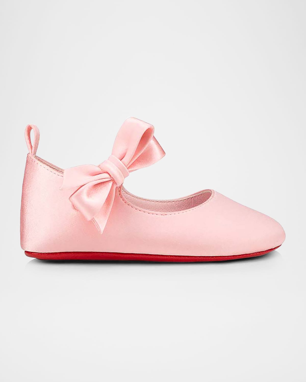 Shop Christian Louboutin Girl's Lou Satin Bow Ballet Flats, Baby In Rosylin Poupee