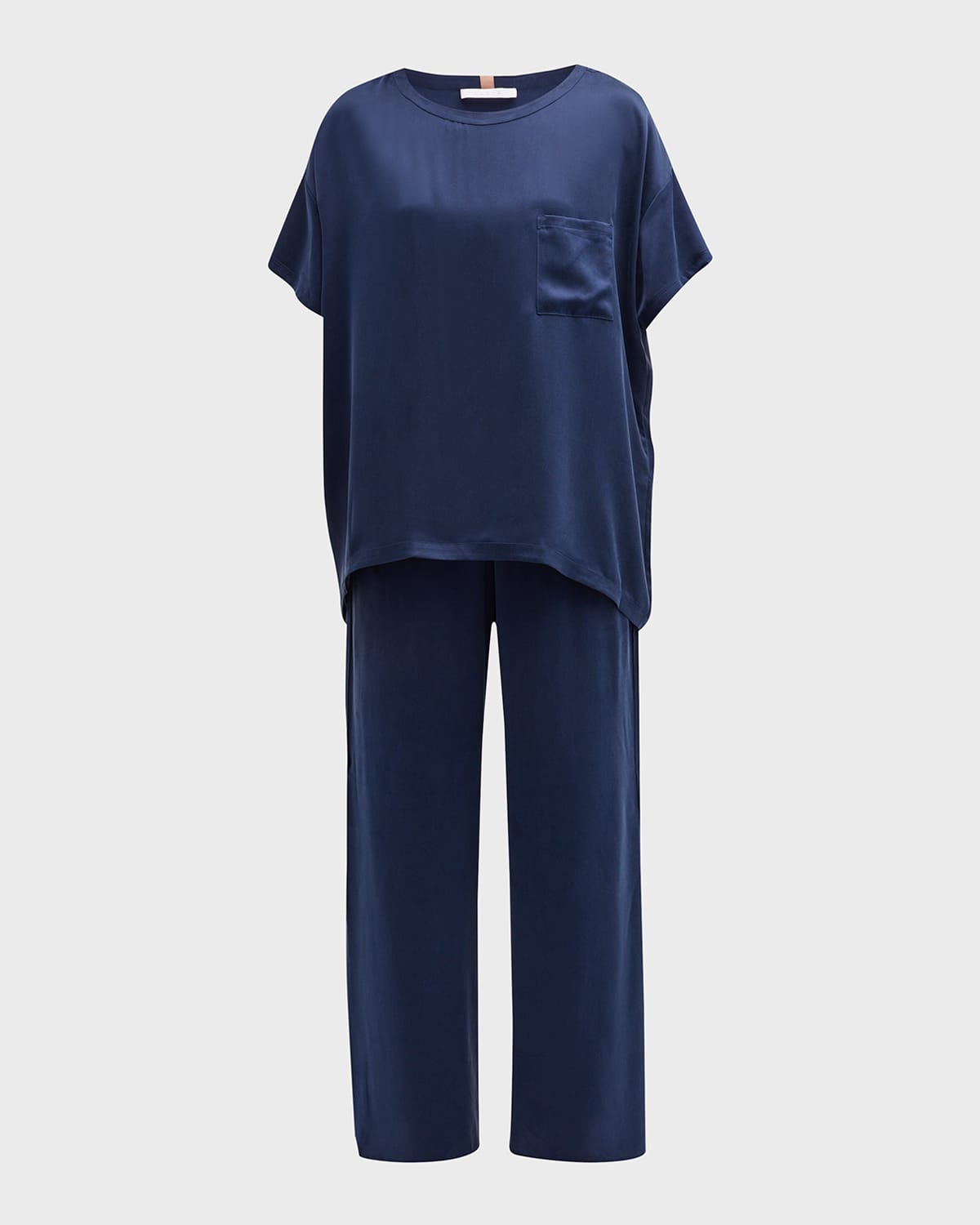 Lunya Washable Silk Tee Pant Set In Deep Blue