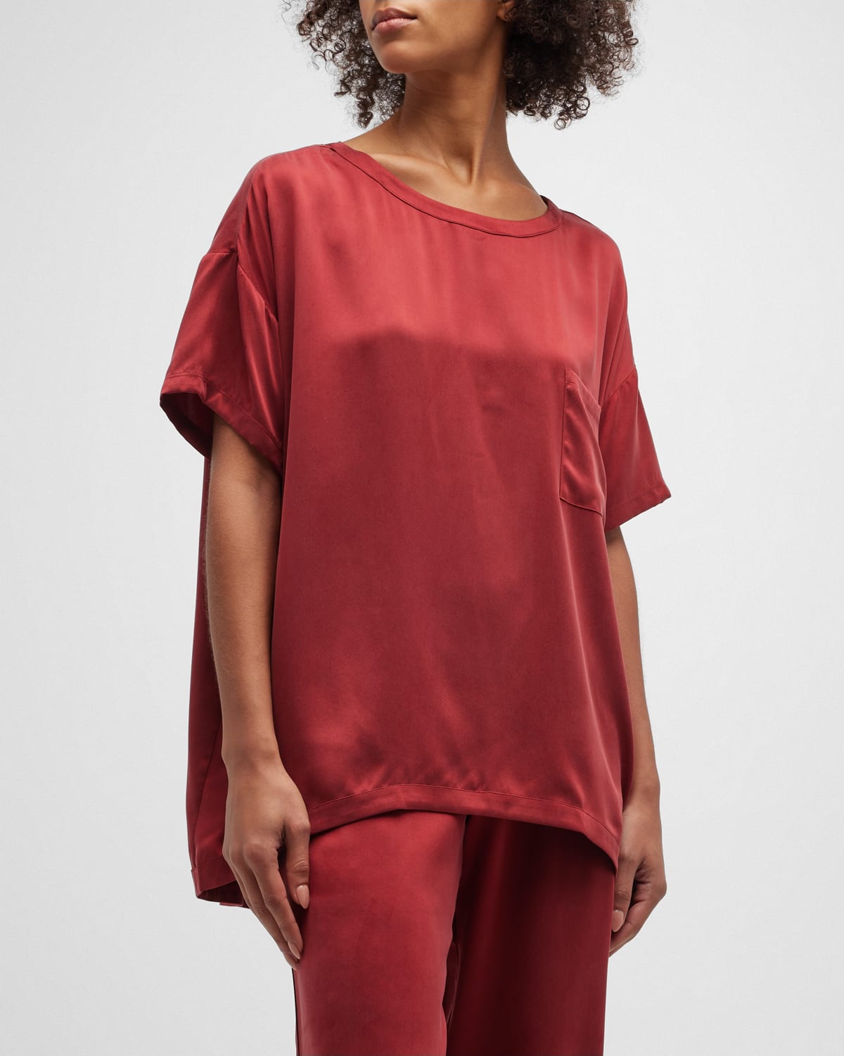 Lunya Washable Silk Tee Pant Set In Morana Crimson