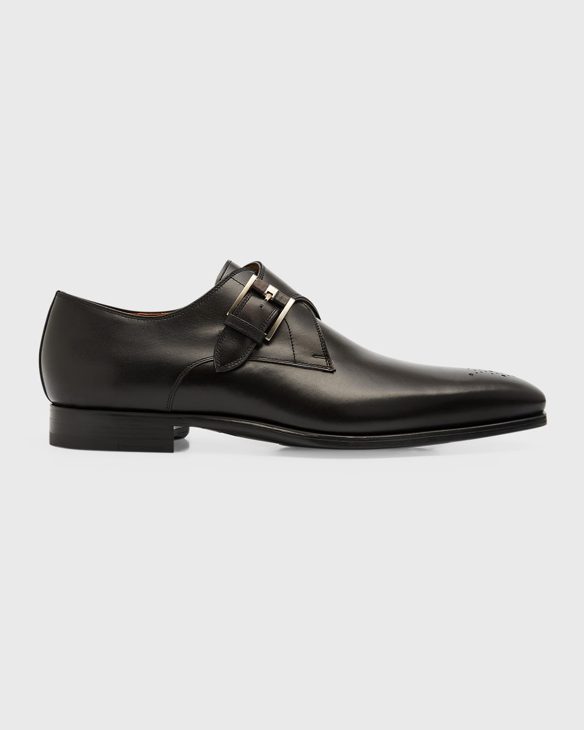 Bergdorf Goodman Men's Carrie Leather Single Monk Strap Loafers In Black
