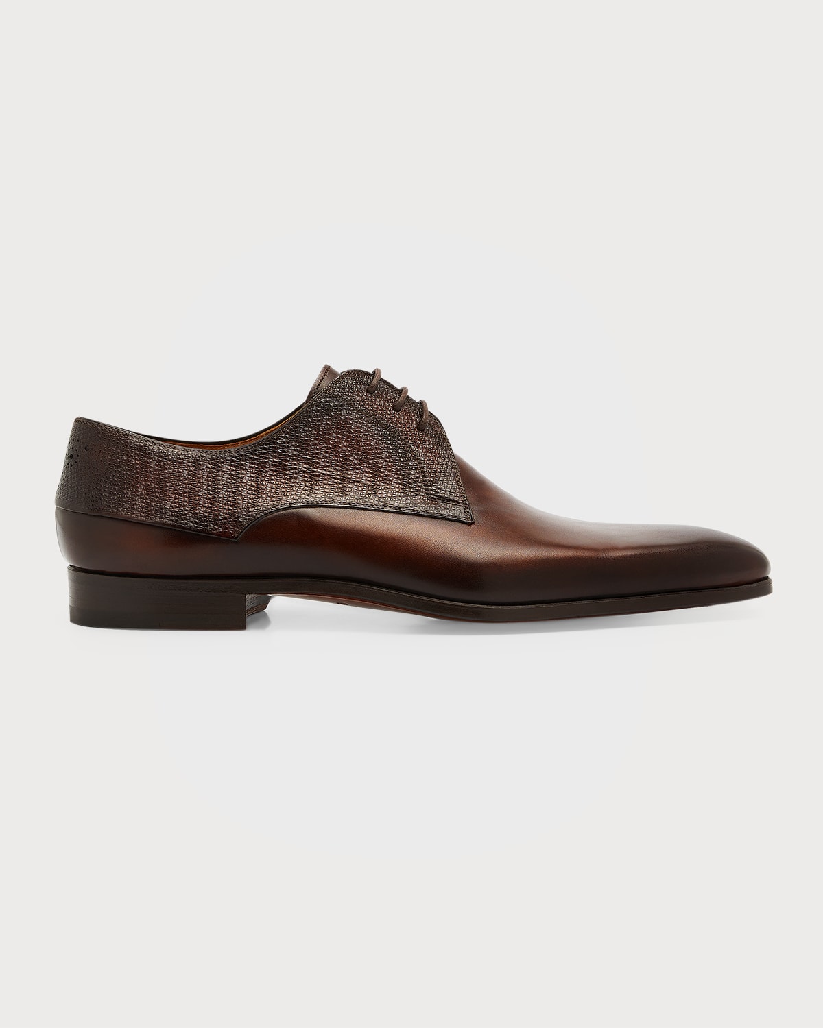 Bergdorf Goodman Men's Half-textured Leather Derby Shoes In Tabaco