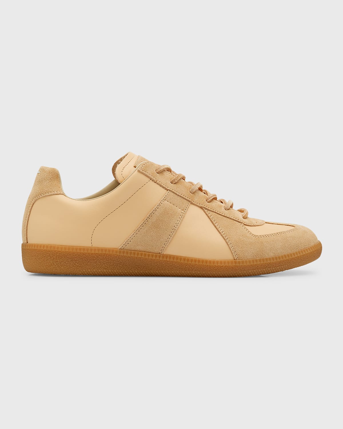 Maison Margiela Replica Leather & Suede Low Top Trainers In Chamois