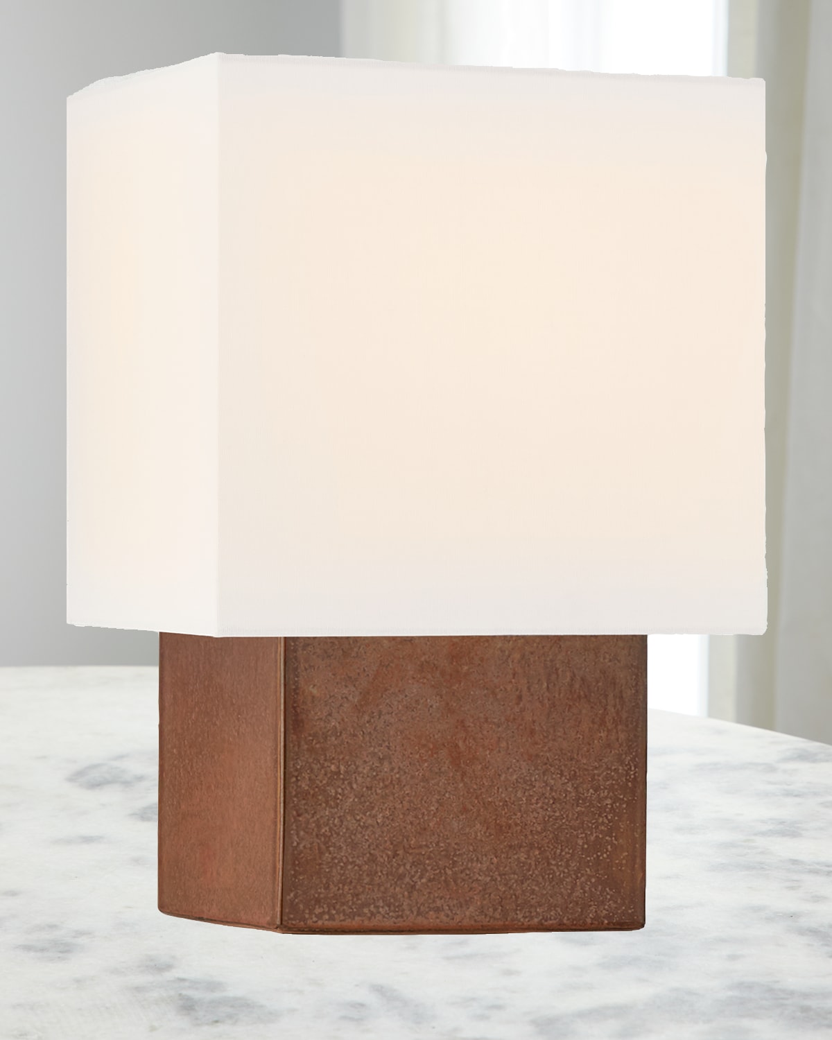 Shop Visual Comfort Signature Pari Small Square Table Lamp By Kelly Wearstler In Copper