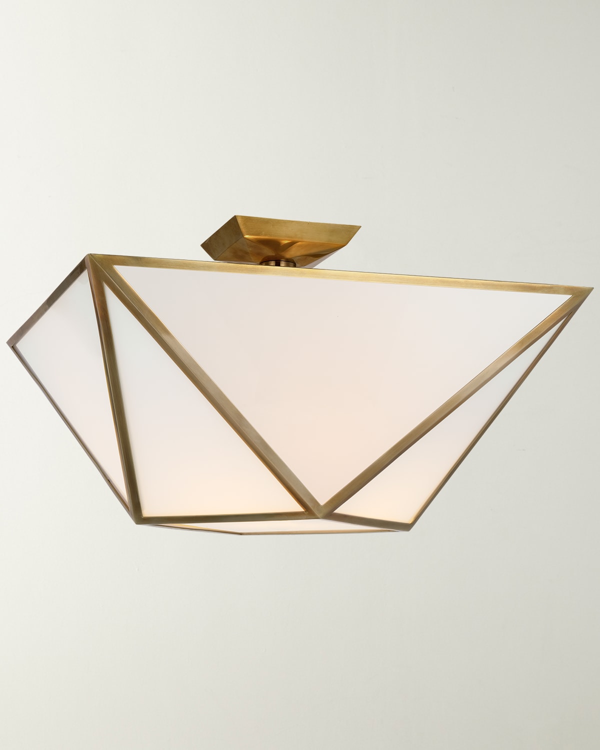 Visual Comfort Signature Lorino Large Semi-flush Mount By Julie Neill In Antique Brass