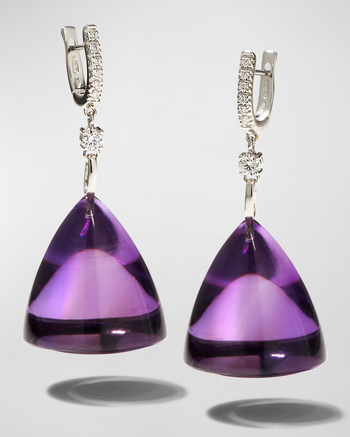 Sanalitro 18k White Gold Renaissance Earrings With Amethyst And Diamonds