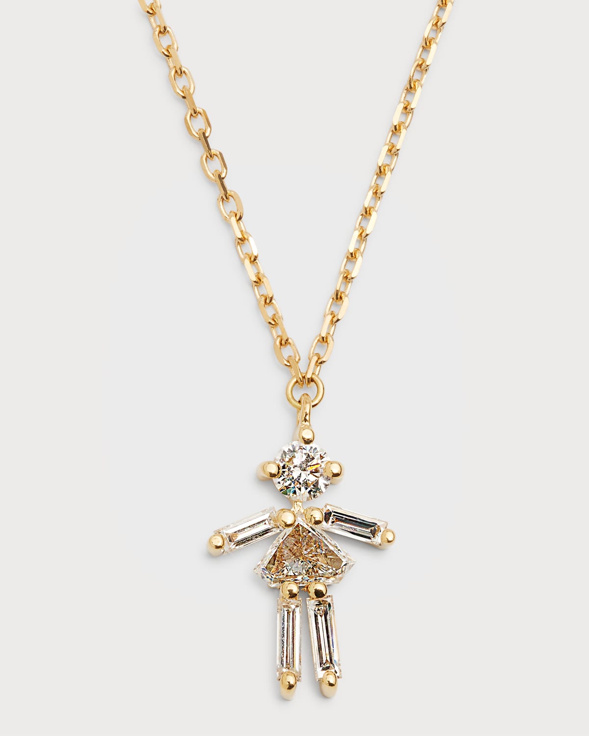 LITTLE ONES PARIS 18K Yellow Gold Diamond Girl Necklace