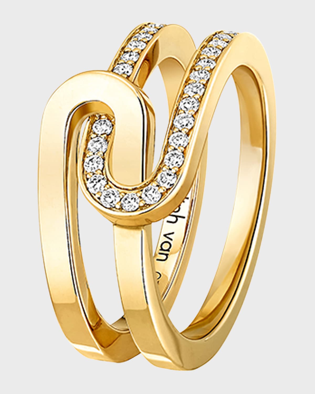 DINH VAN Yellow Gold Mail Diamond Ring, Size 52