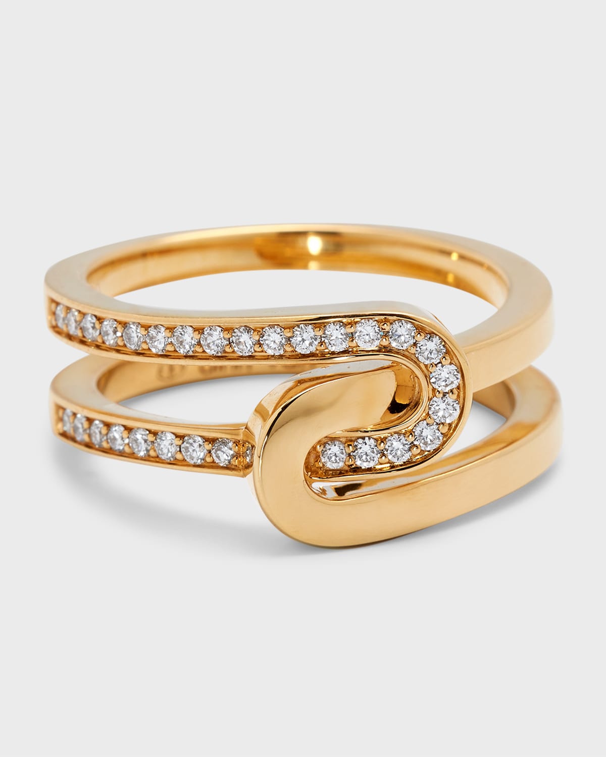 DINH VAN Yellow Gold Mail Diamond Ring, Size 54