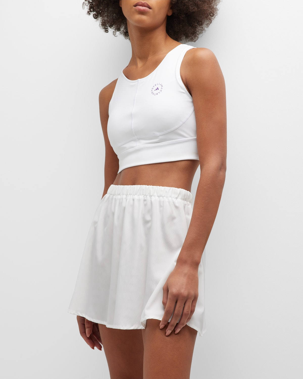 Adidas By Stella Mccartney Logo-print Racerback Crop Top In White