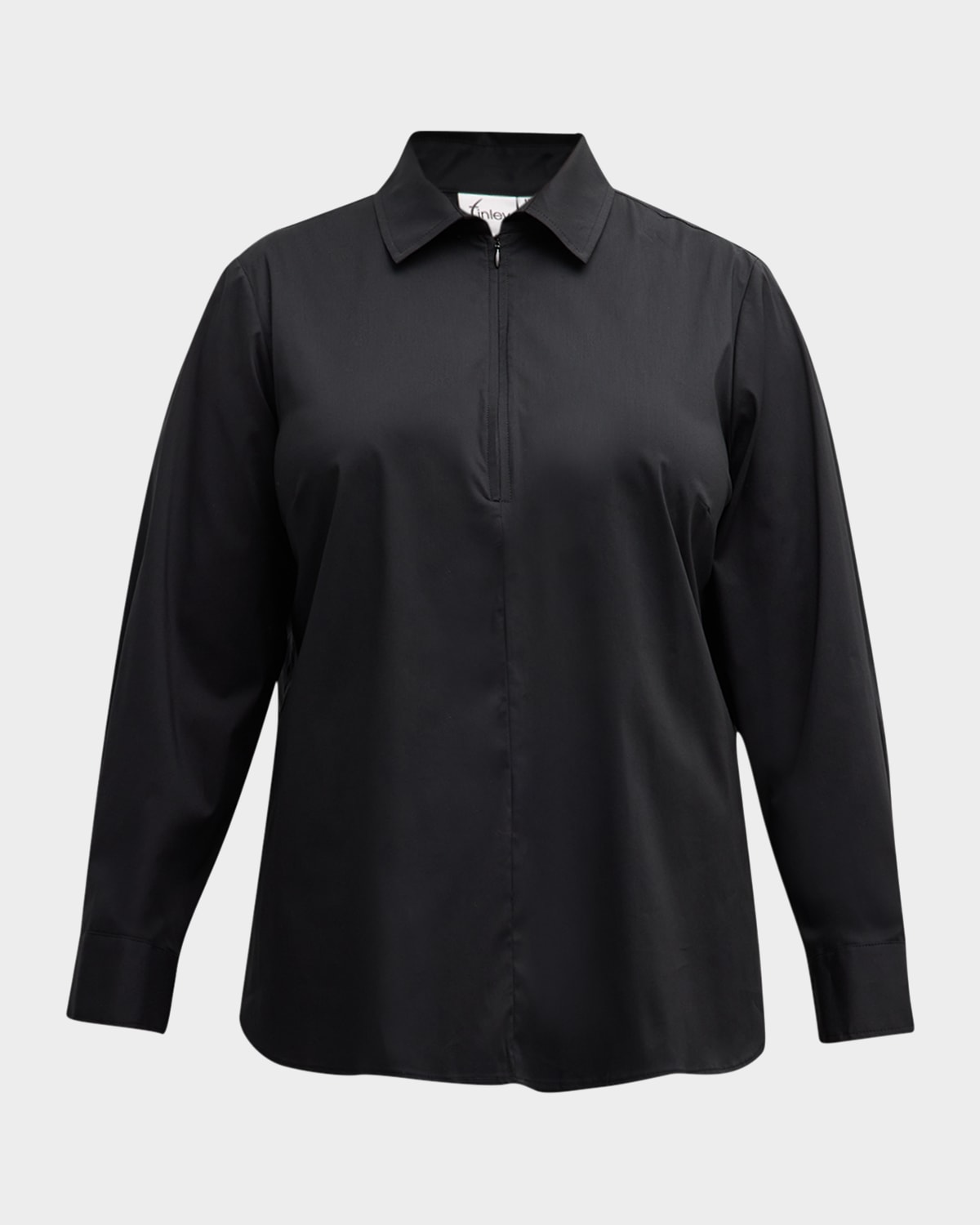 Plus Size Endora Zip-Front Poplin Top