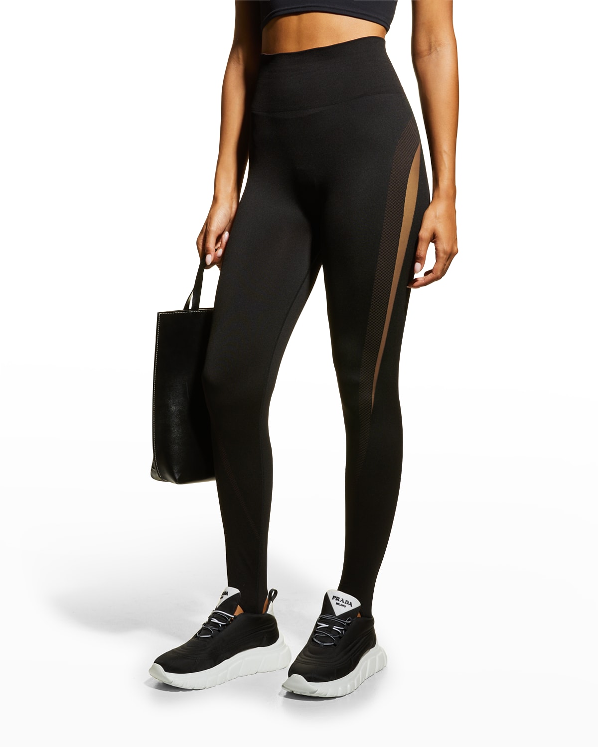 Wolford Sporty Butterfly Stirrup Leggings In Black Caviar