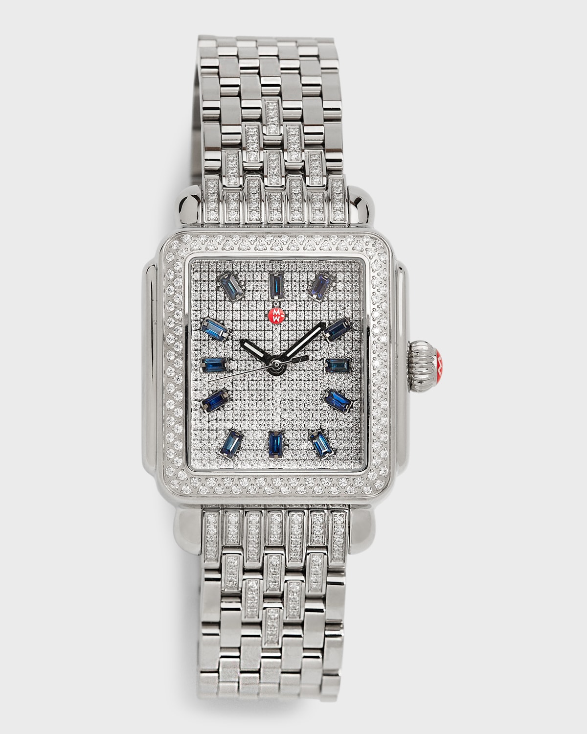 Limited Edition Deco Stainless Steel Sapphire and Pave Diamond Watch