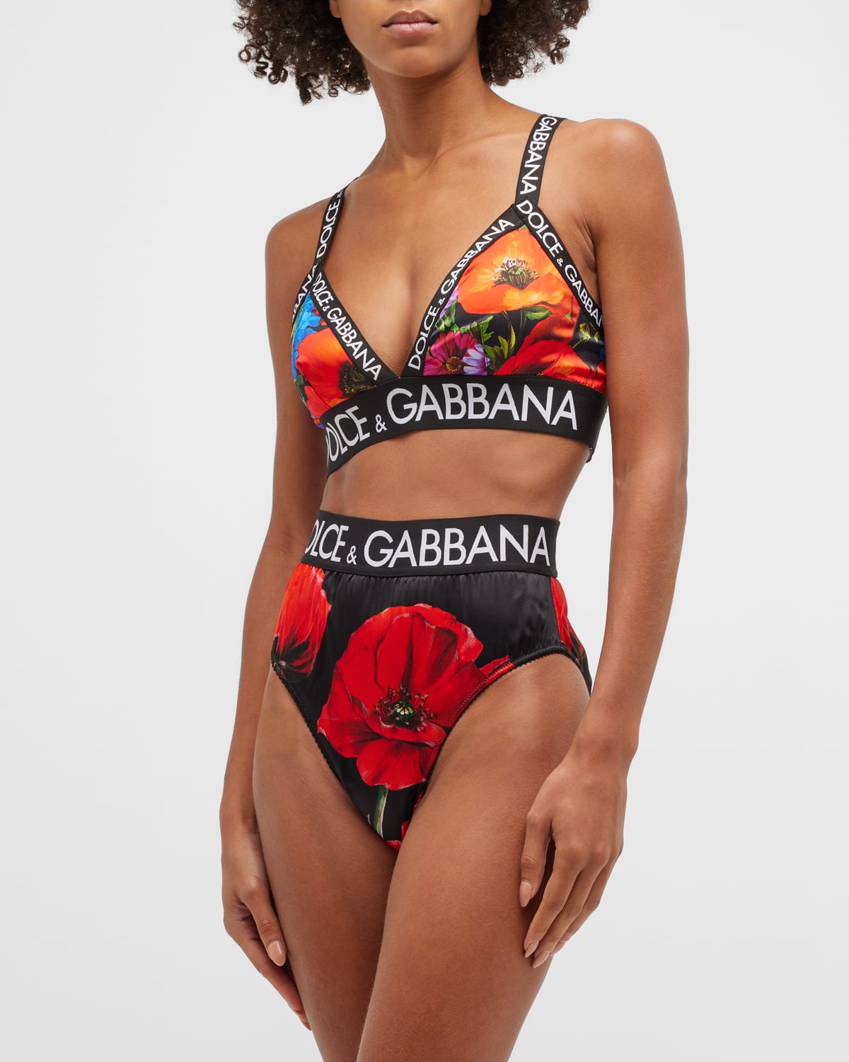 Dolce & Gabbana High-Rise Floral-Print Logo Briefs