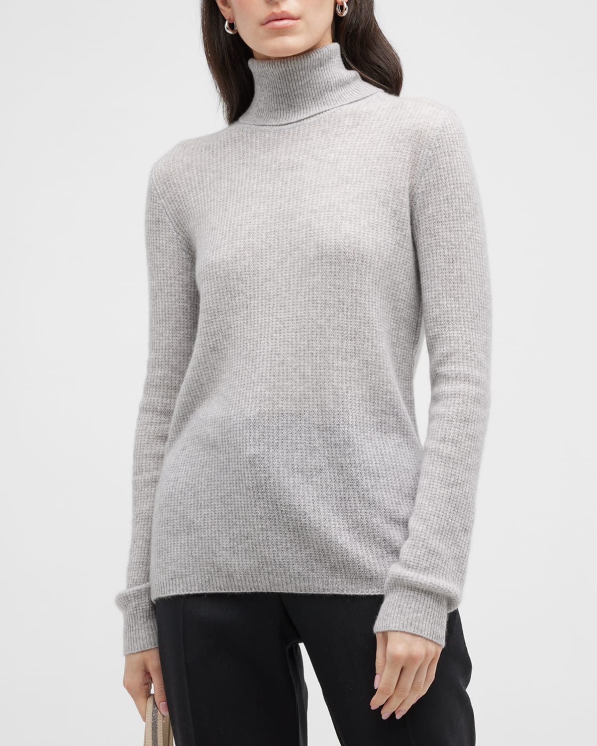 Cashmere Waffle Knit Turtleneck Sweater