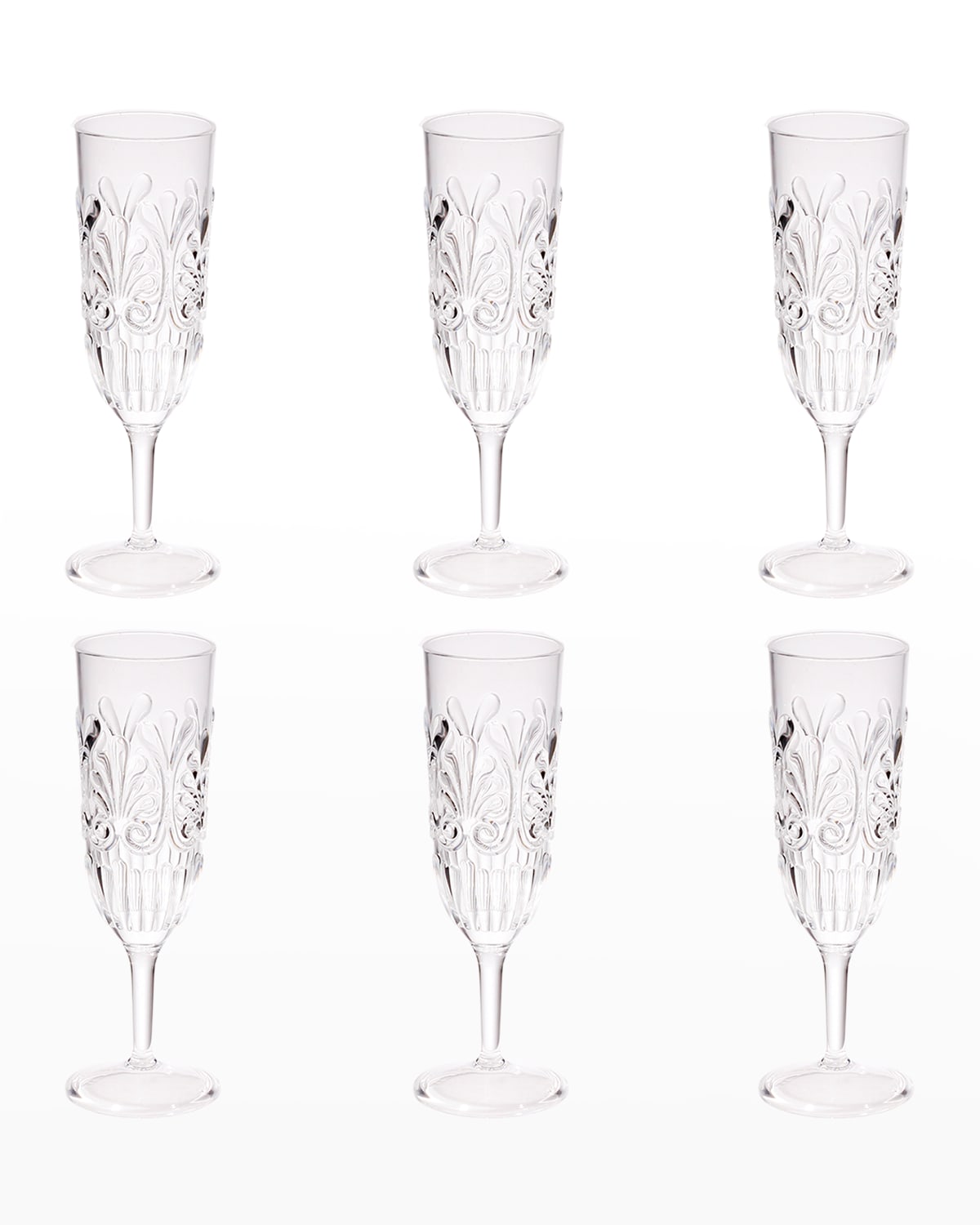 Shop Le Cadeaux Fleur 8.8 Oz. Champagne Flutes, Set Of 6 In Clear