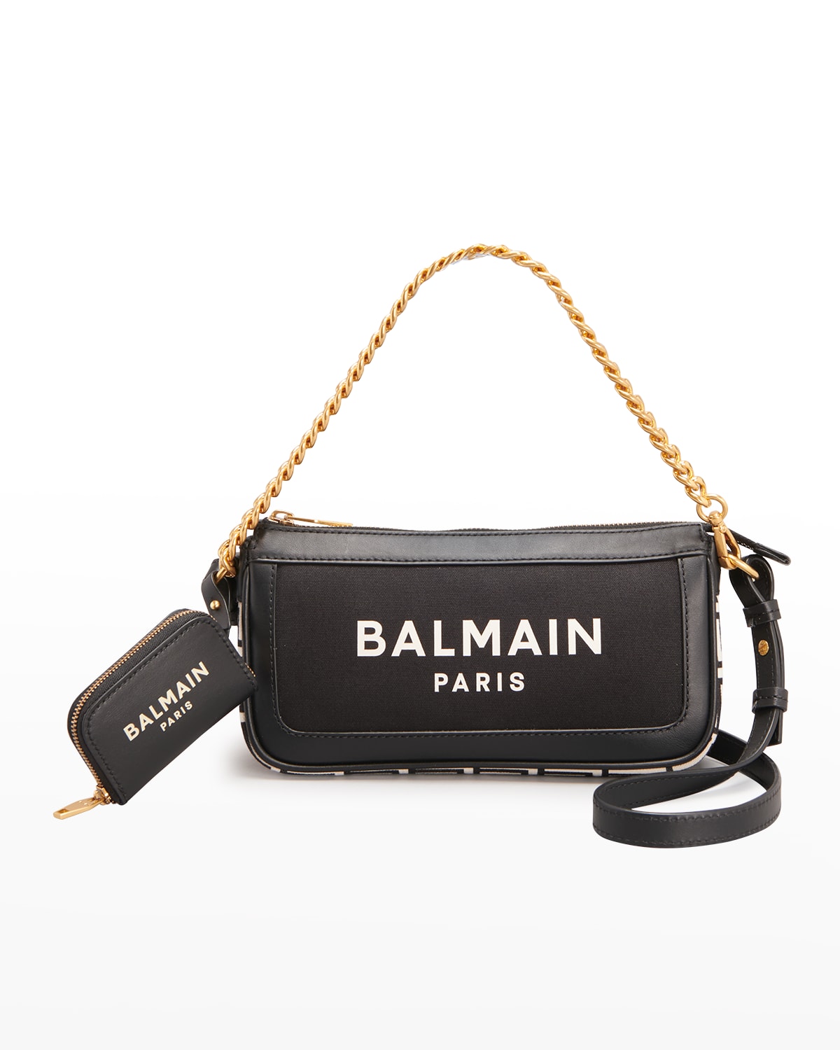 Balmain B Army Logo & Monogram Chain Pouch Shoulder Bag In Edk