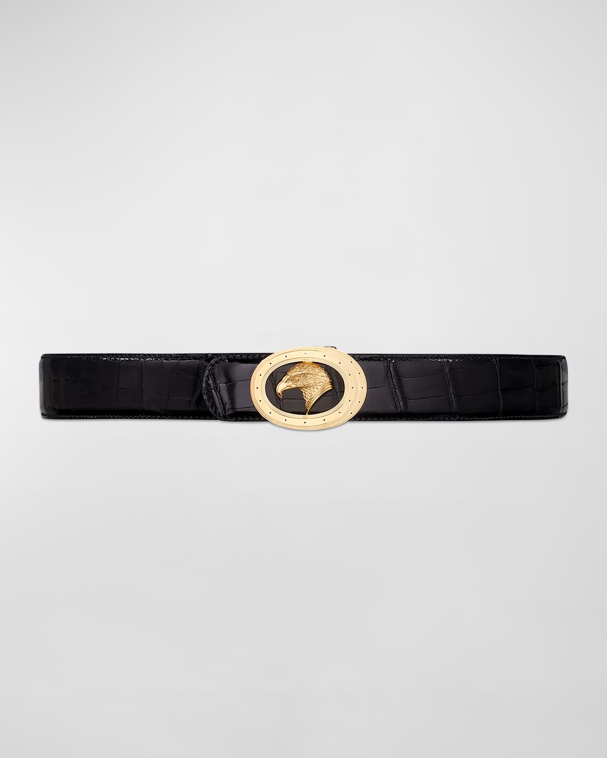 Stefano Ricci Men's Eagle-buckle Crocodile Belt In Black