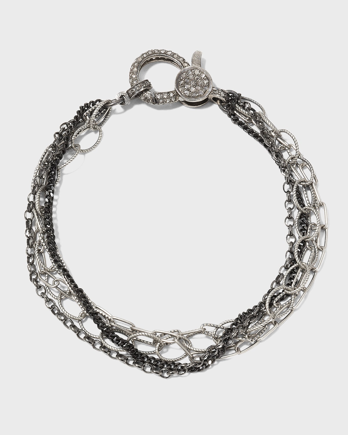 Multi-Chain Combination Bracelet with a Diamond Clasp