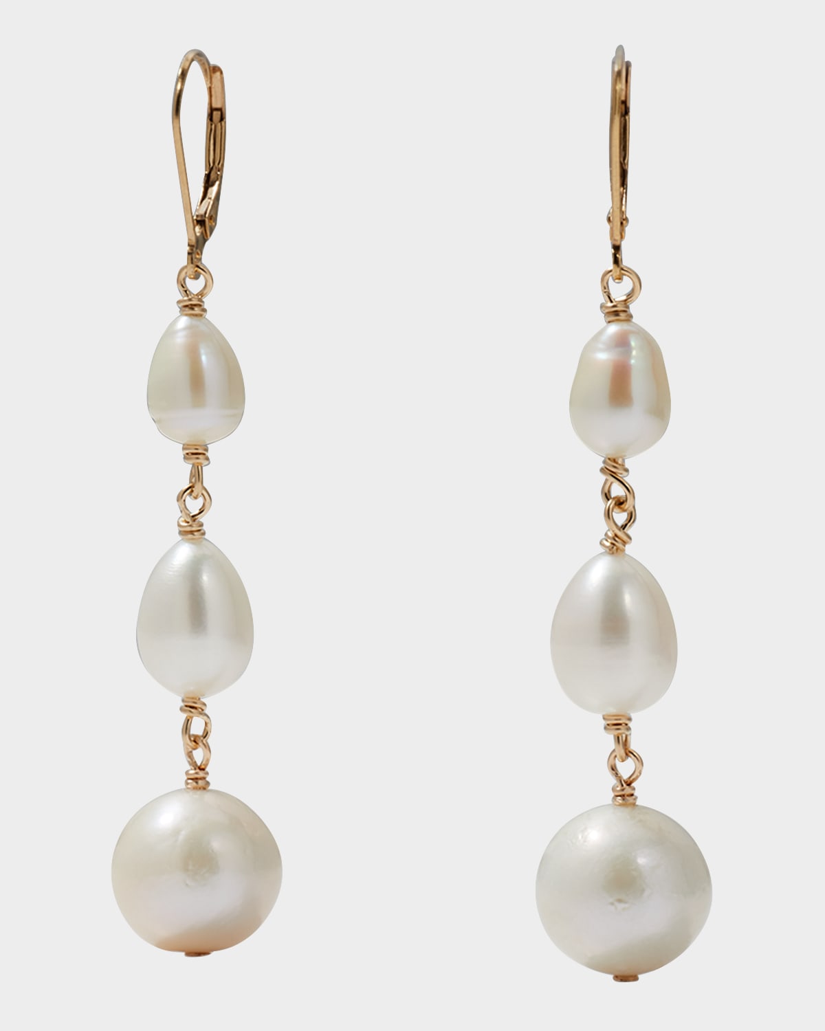 Triple Pearl Lever Back Earrings