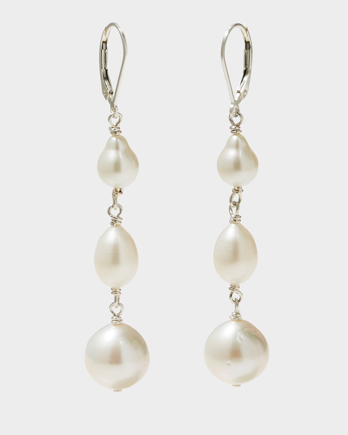 Triple Pearl Lever Back Earrings