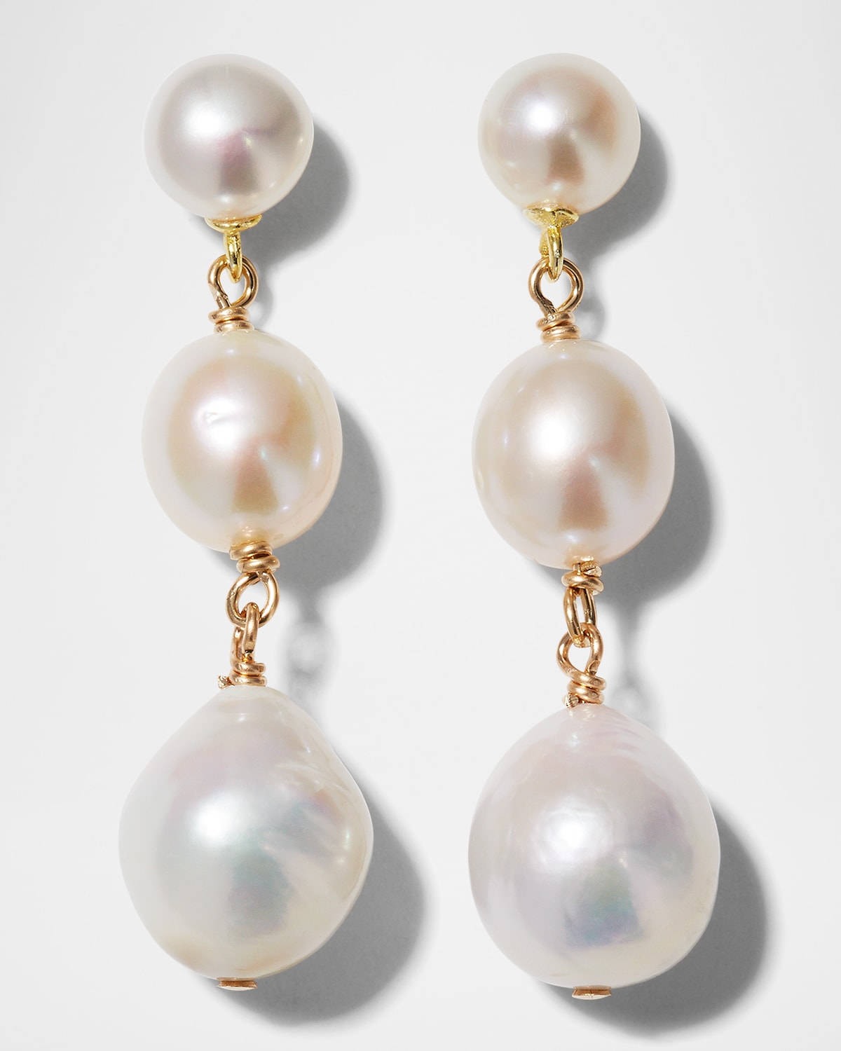 Triple Pearl Post Earrings