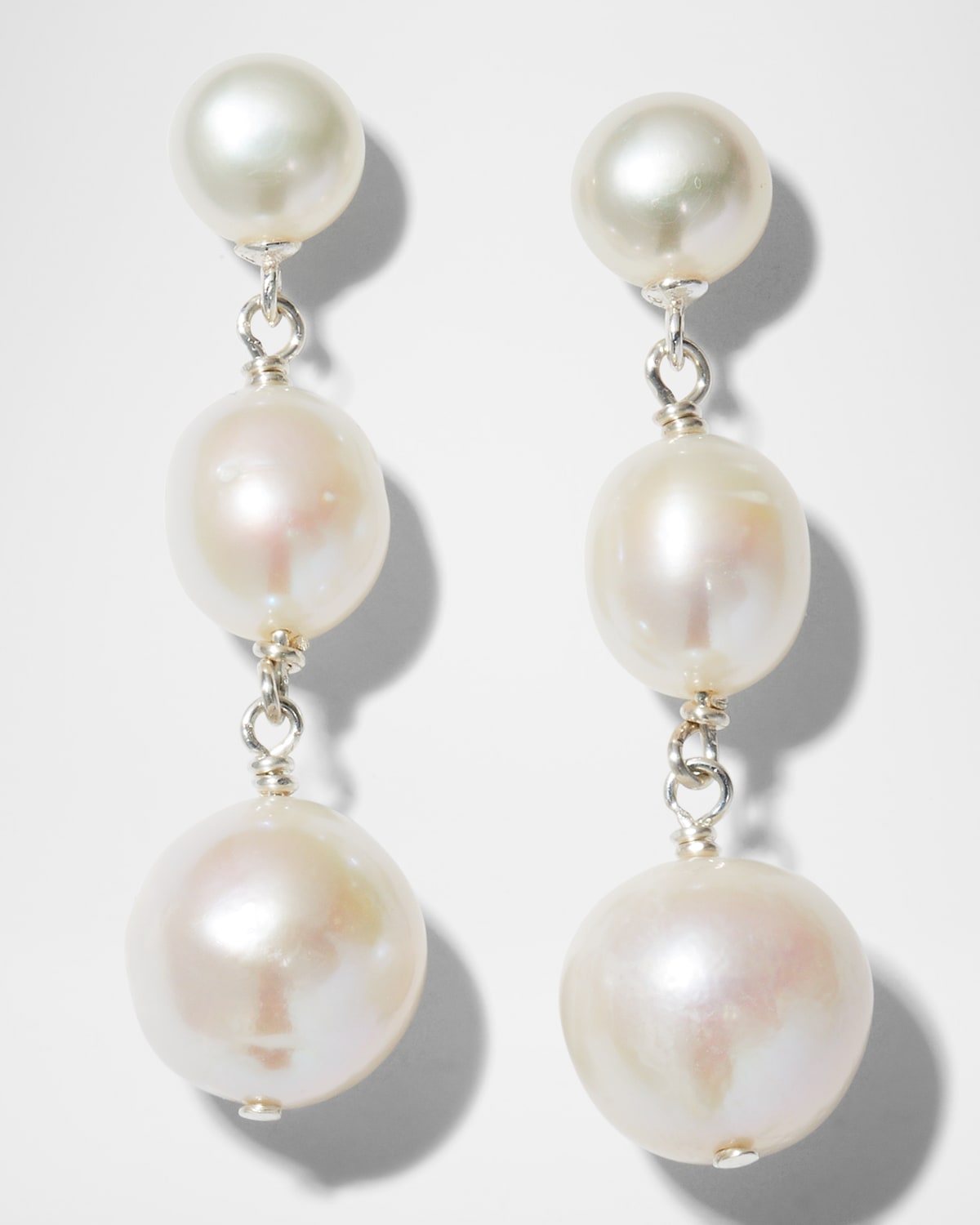 Triple Pearl Post Earrings