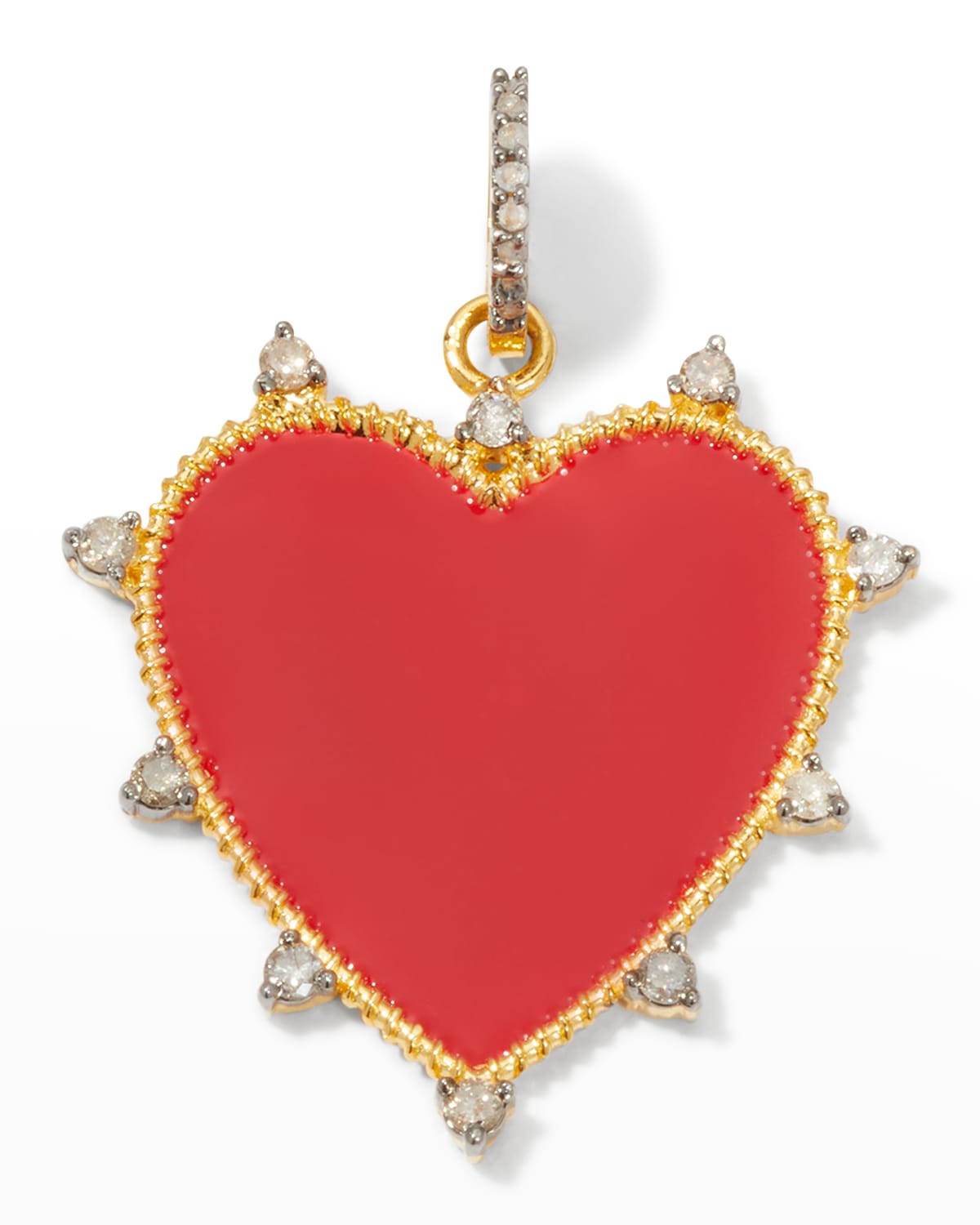 Margo Morrison Vermeil and Diamond Spike Heart Charm with Enamel