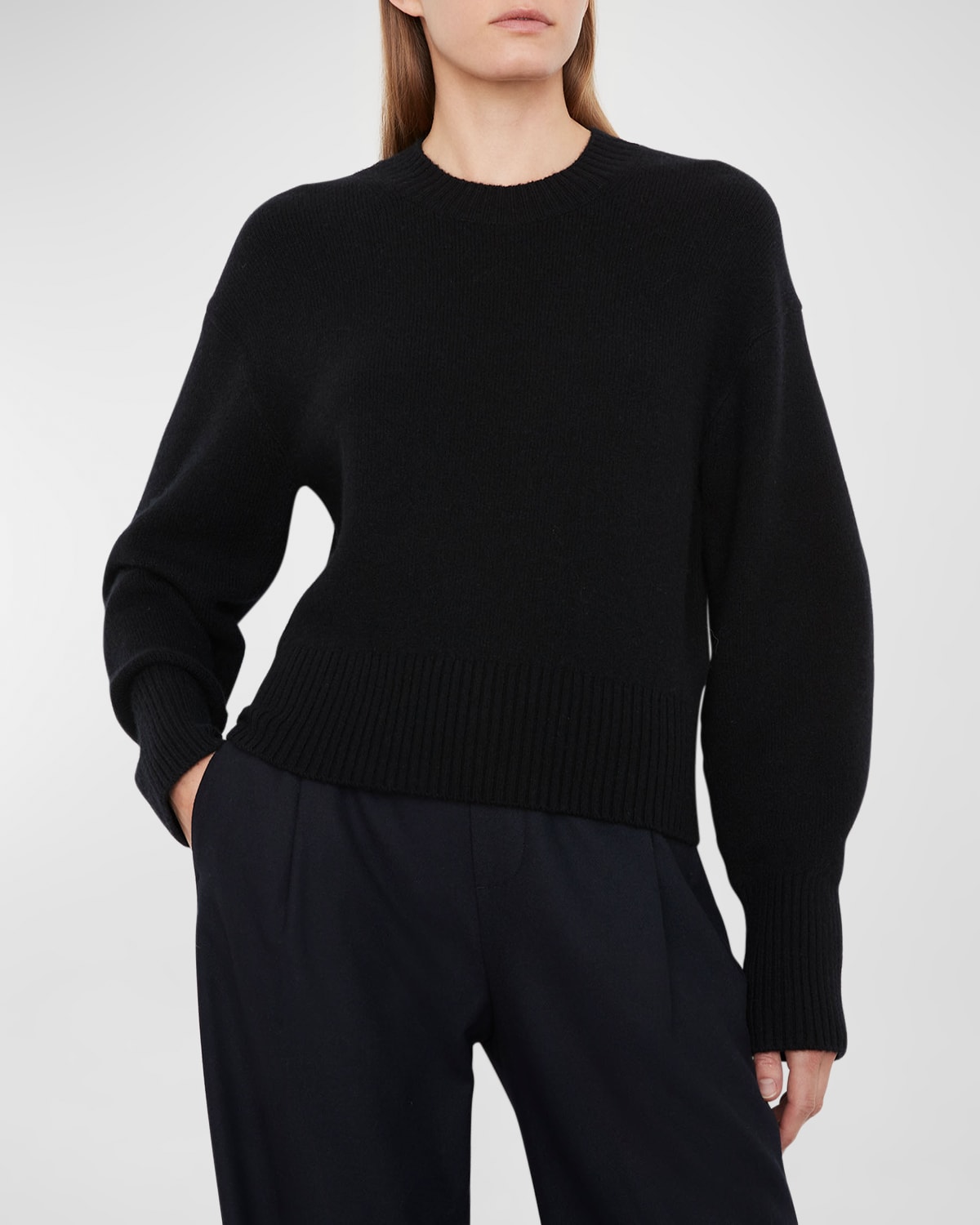 Vince Wide-sleeve Wool-cashmere Sweater In Black