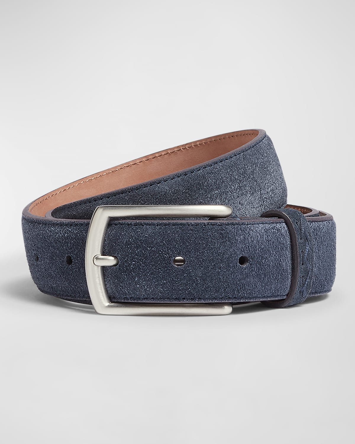 ZEGNA MEN'S TRIPLE STITCH LEATHER BELT