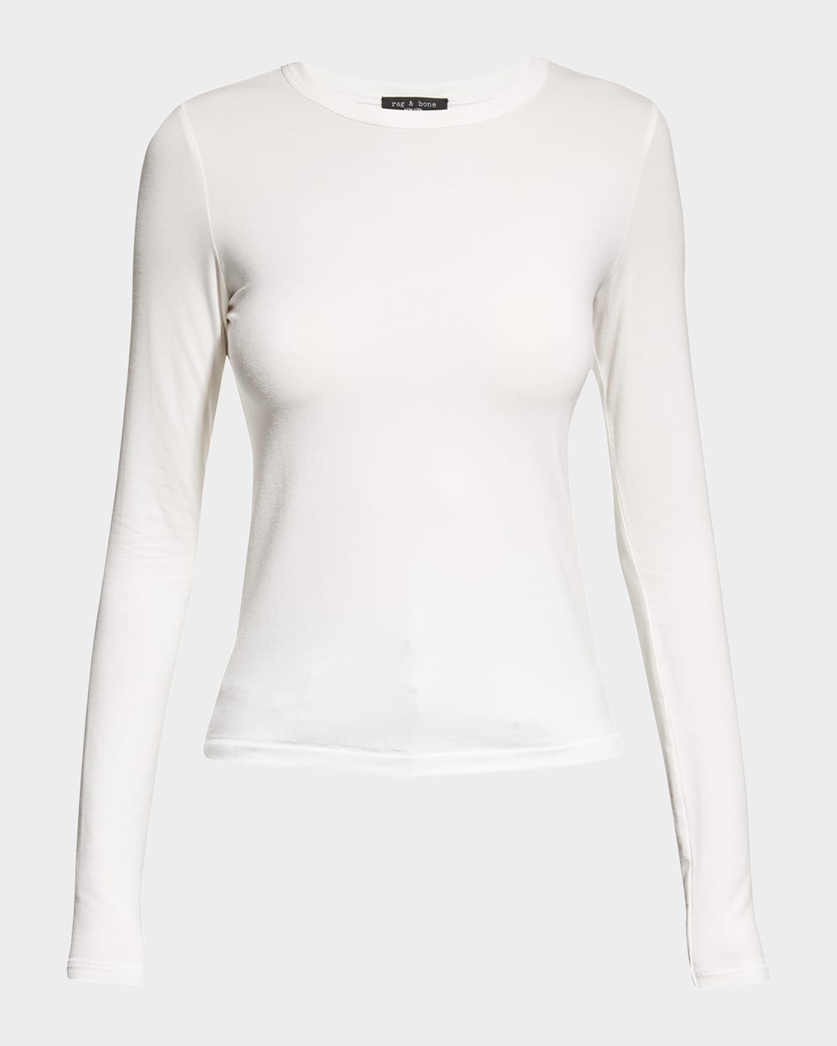 Rag & Bone Icon Luca Slim Long Sleeve Tee In White