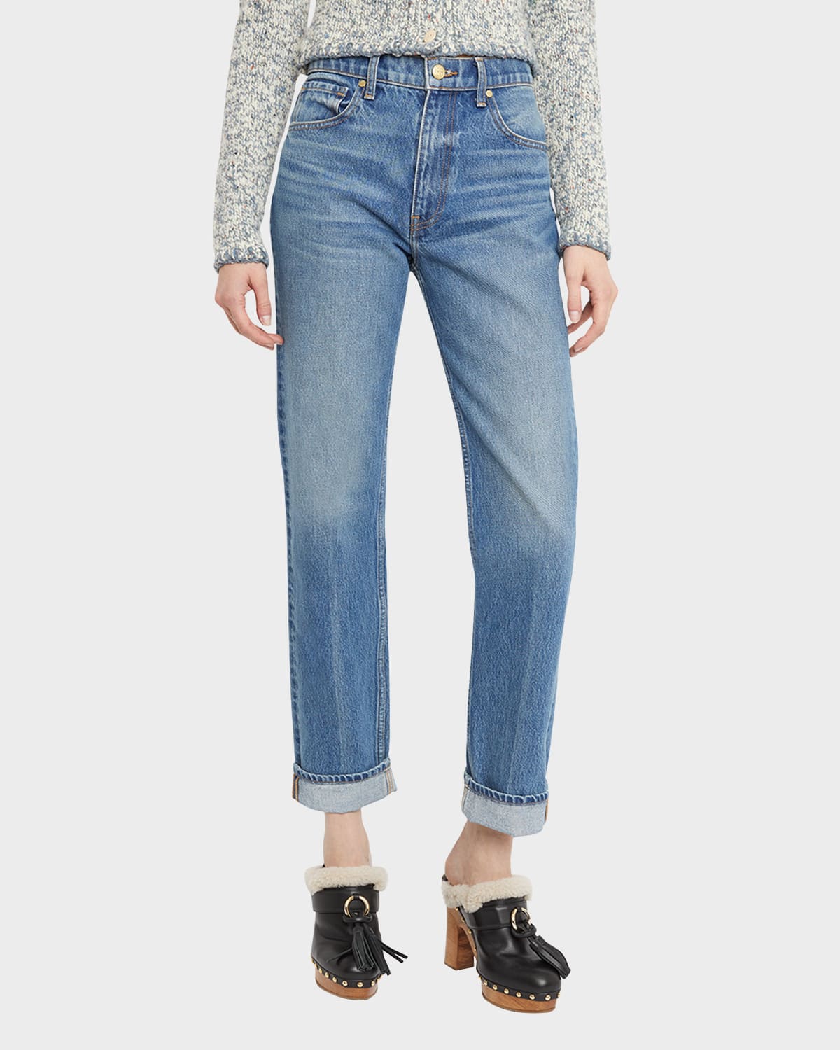 The Daphne Straight-Leg Cuffed Denim Jeans