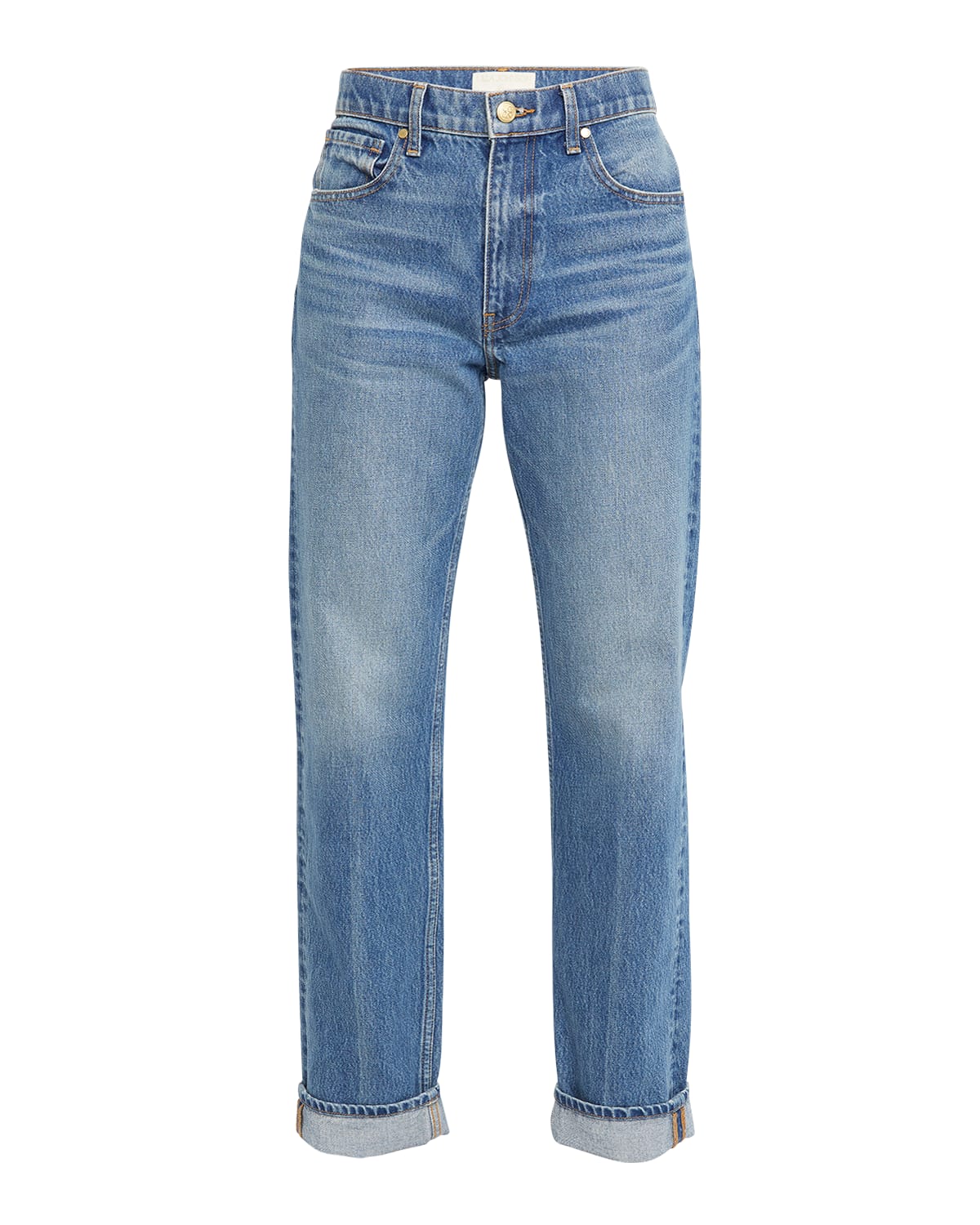 Ulla Johnson The Daphne Straight-leg Cuffed Denim Jeans In Danube Mediu