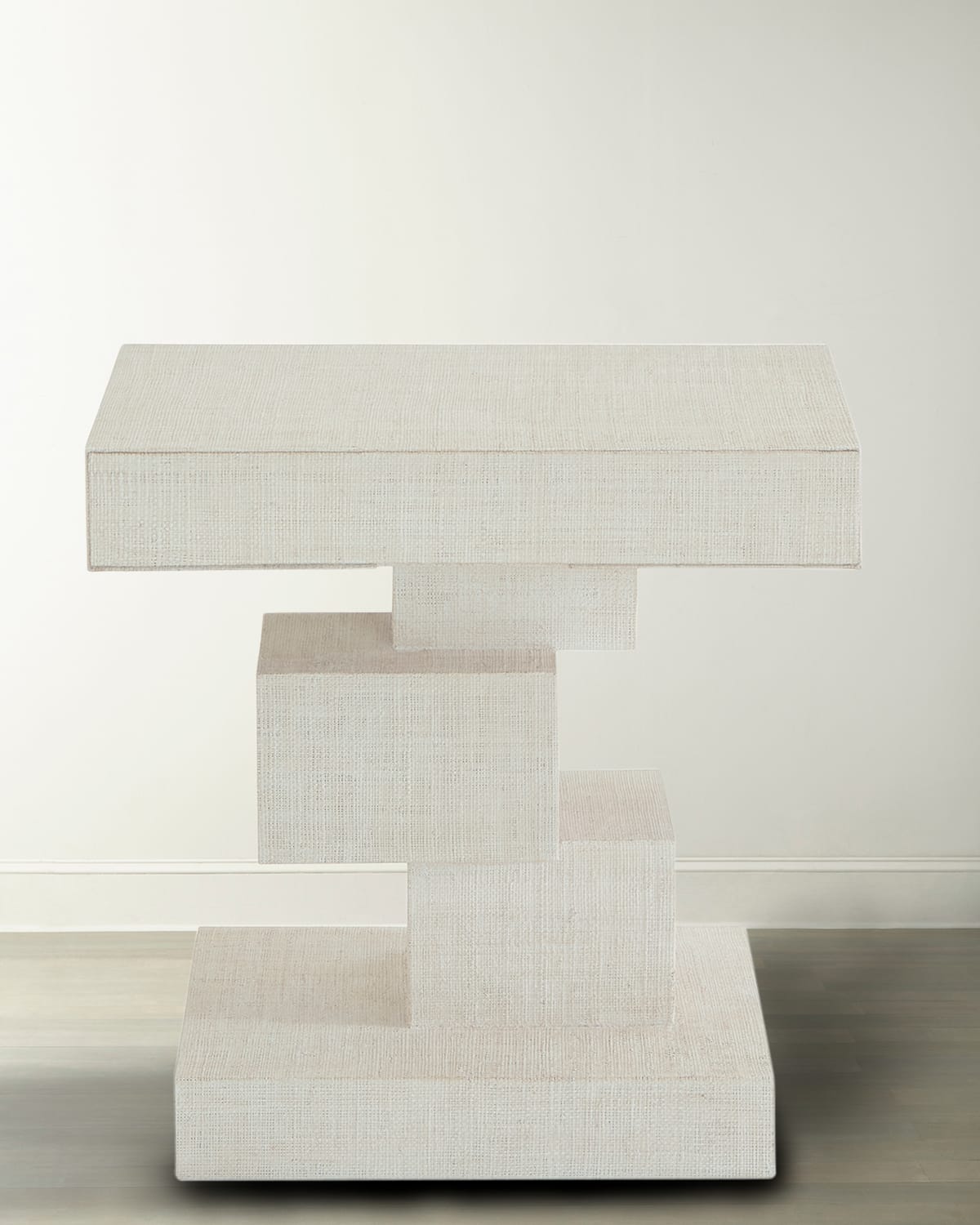Shop Jonathan Adler Cubist Side Table In Ivory Raffia