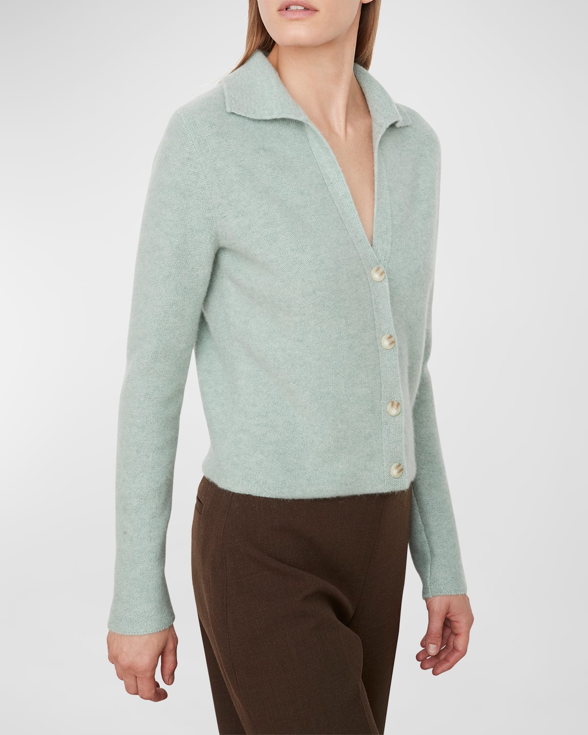 Vince Spread-collar Cashmere Cardigan In Mint Glass
