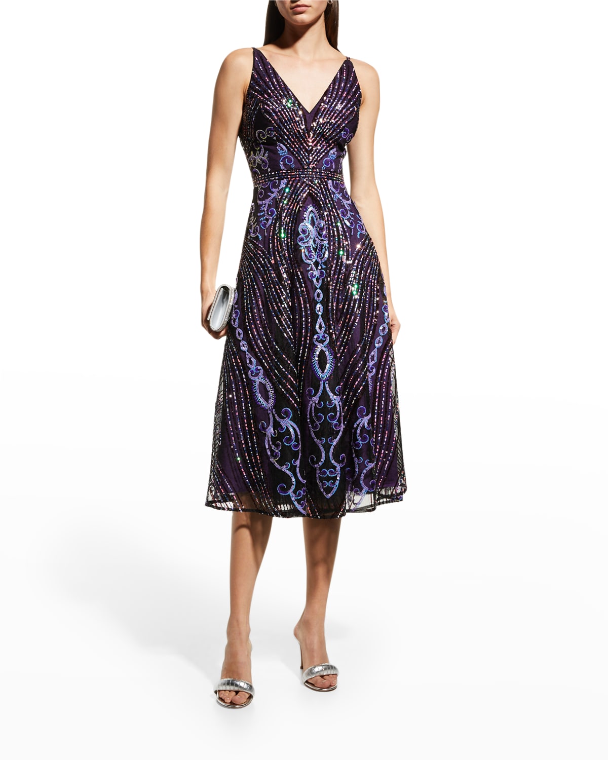 Elisa Sequin-Embellished Midi Dress