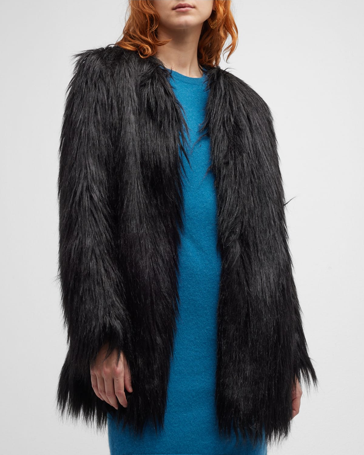 Alabama Muse Oversize Faux-fur Coat In Black
