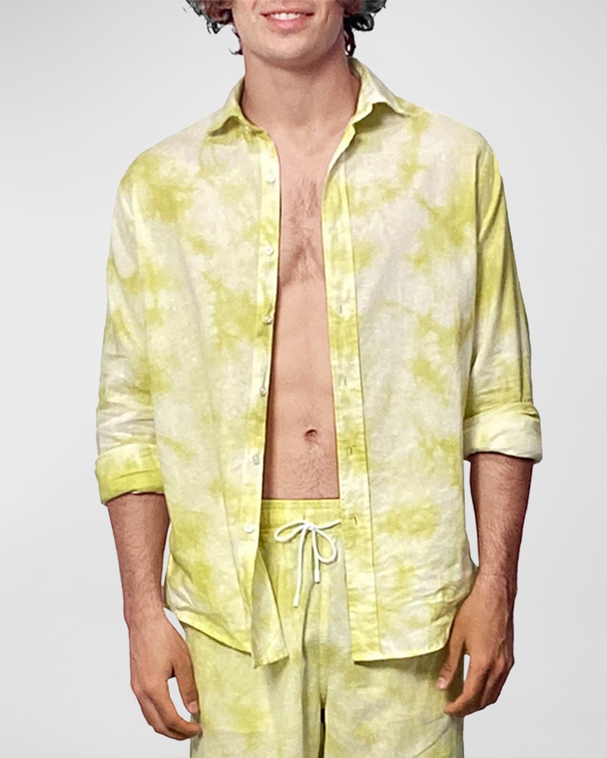 Men's Relaxed Fit Tie-Dye Linen Sport Shirt