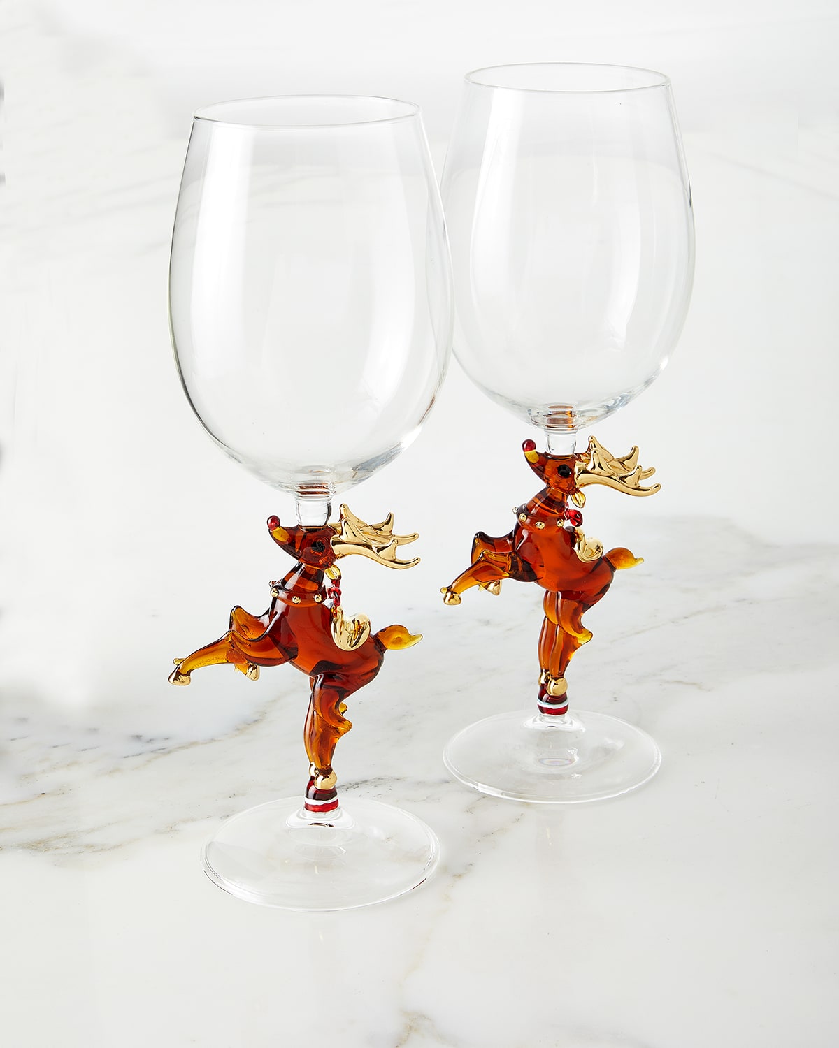 Christmas Reindeer Wine Glasses - Set of 2