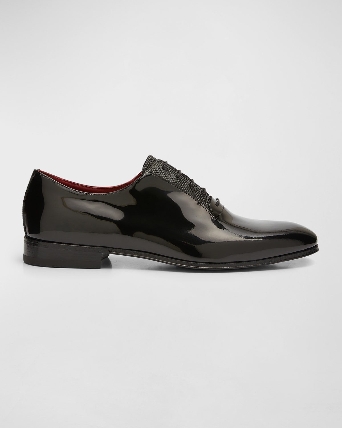 Shop Ferragamo Men's Gianbattista Patent Leather Oxfords In Nero