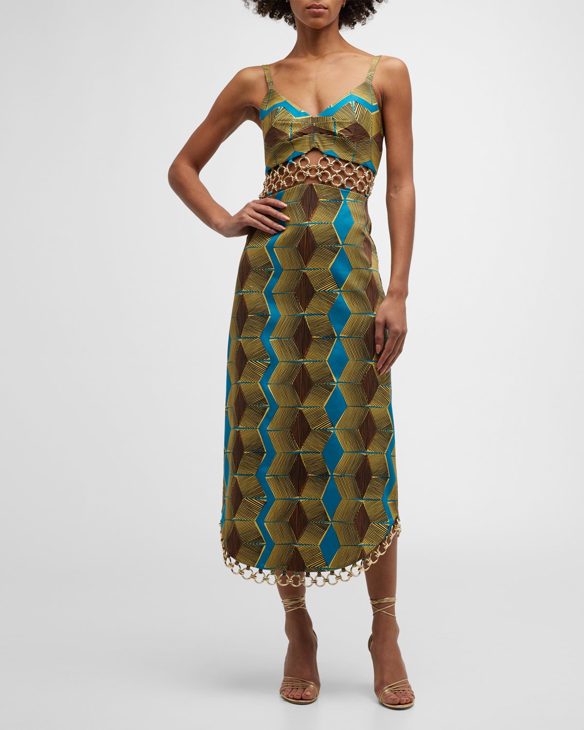green emerald velvet dress Alexis Midi Dress, in Rose Gold Luxe Satin, Size: Small | Show Me Your Mumu main image 0