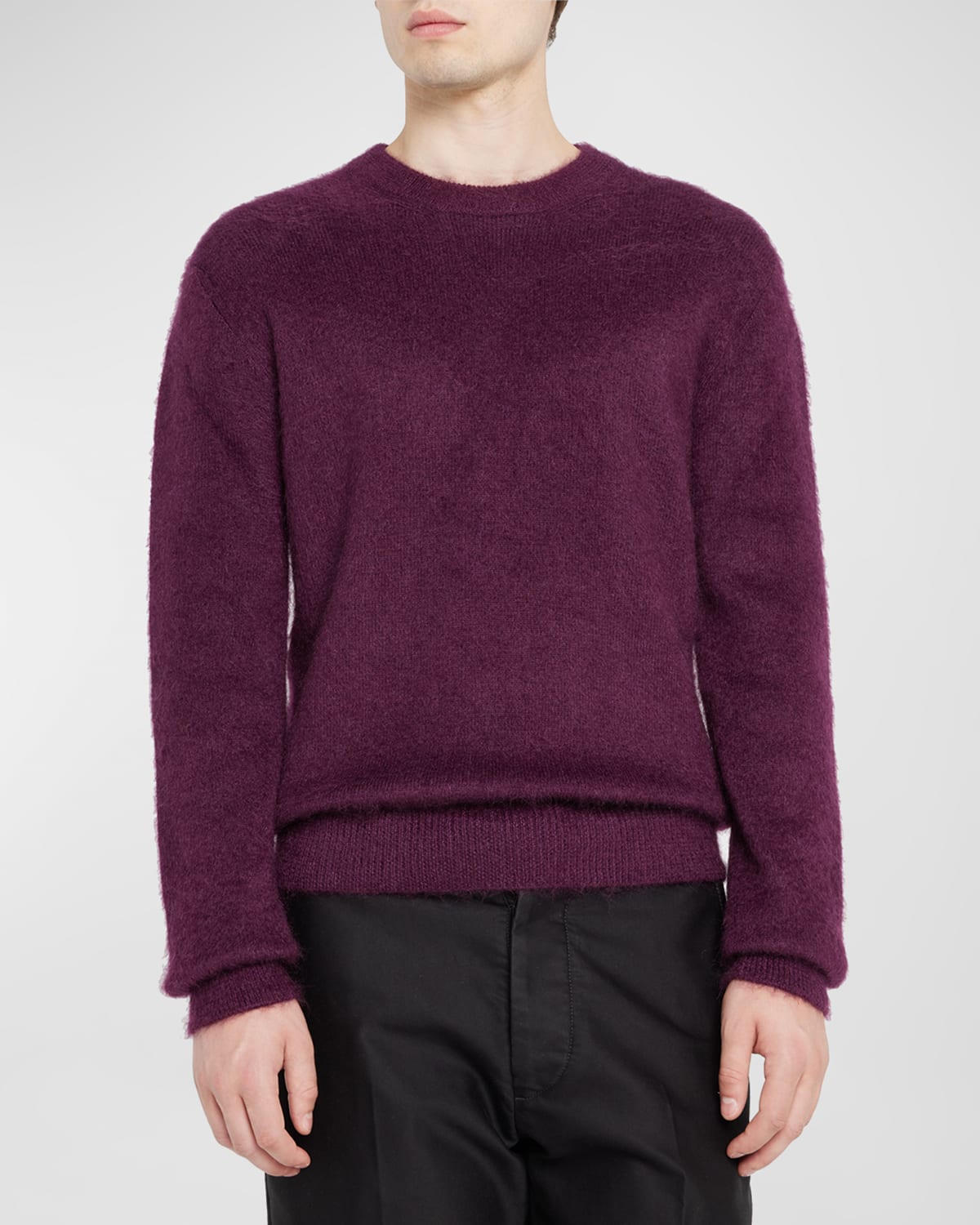 Tom Ford Men's Mohair-blend Crewneck Sweater In Dark Purple